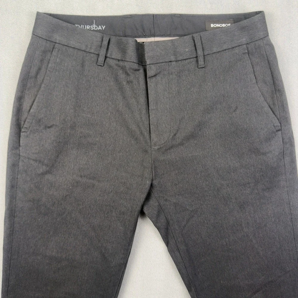 Bonobos Thursday Chinos 31x30 Charcoal Grey Herringbone Stretch Pants